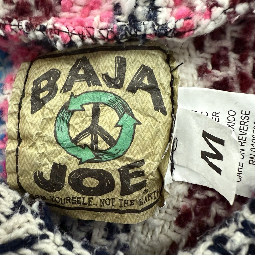Baja Joe Mexican Blanket Hoodie Baja Pullover Striped Surf Skate Festival Boho M - Picture 3 of 16